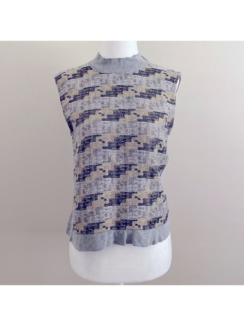 Zara metallic Jacquard mock neck sleeveless dress top